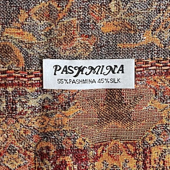 Rust Orange Pashmina Silk Blend Oversized Scarf Wrap Shawl - Picture 7 of 9